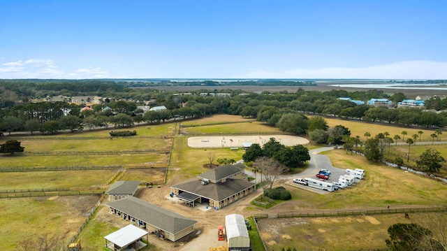 aerial view with a rural view