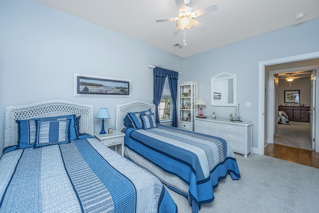 2418 Tuscany Dr, North Charleston, SC 29406 - bedroom featuring carpet floors, a ceiling fan, baseboards, and visible vents