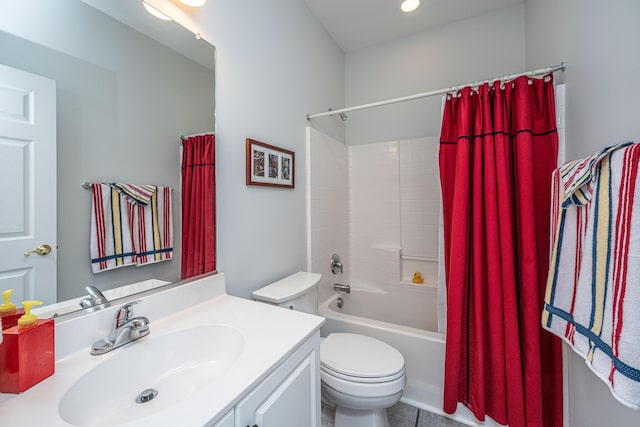2418 Tuscany Dr, North Charleston, SC 29406 - bathroom with vanity, shower / bath combination with curtain, and toilet