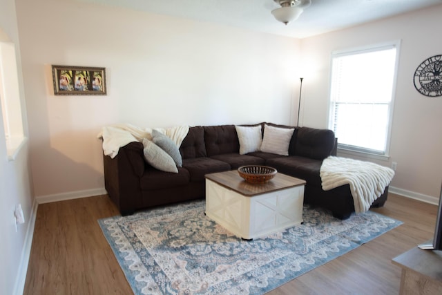 208 Owens Dr, Summerville, SC 29485 - living area featuring light wood-style flooring, baseboards, and a ceiling fan