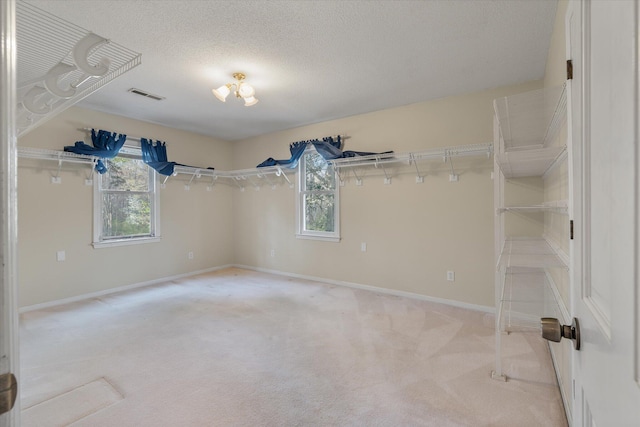 walk in closet featuring visible vents and carpet floors