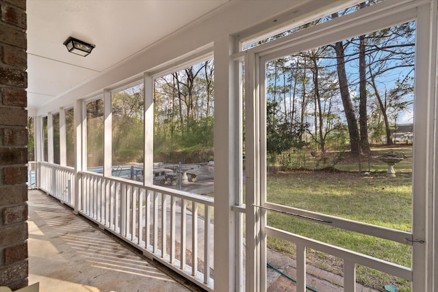 view of unfurnished sunroom