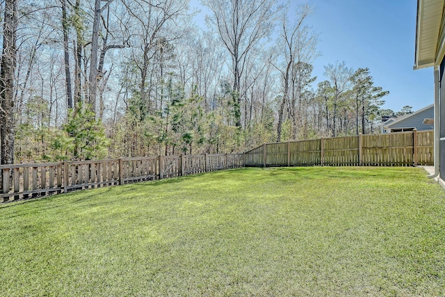 view of yard featuring a fenced backyard