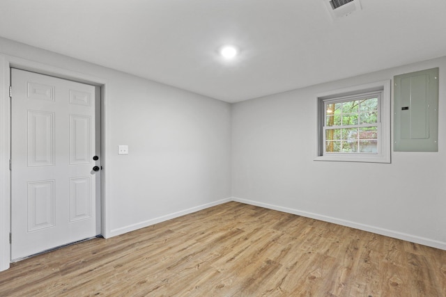 120 Live Oak Rd, Summerville, SC 29485 - spare room featuring electric panel, baseboards, visible vents, and light wood-style floors