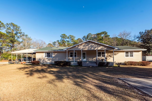 ranch-style home with covered porch