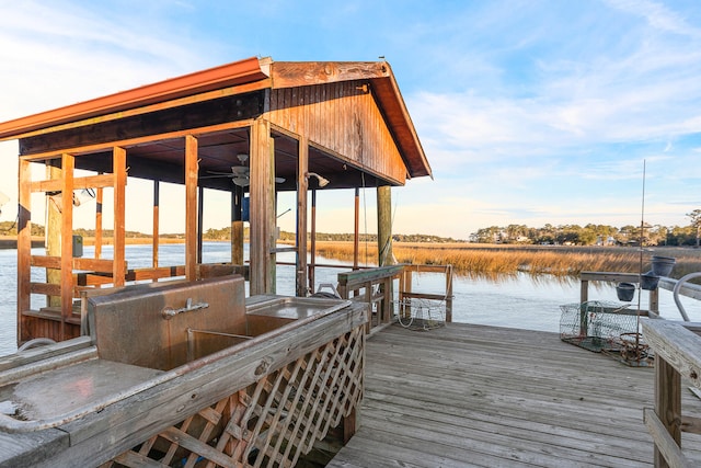 dock area featuring a water view