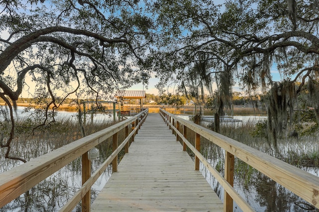 dock area featuring a water view