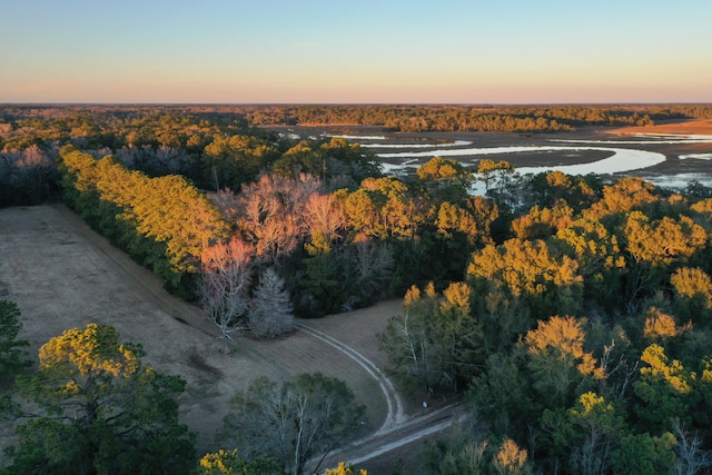 view of aerial view at dusk