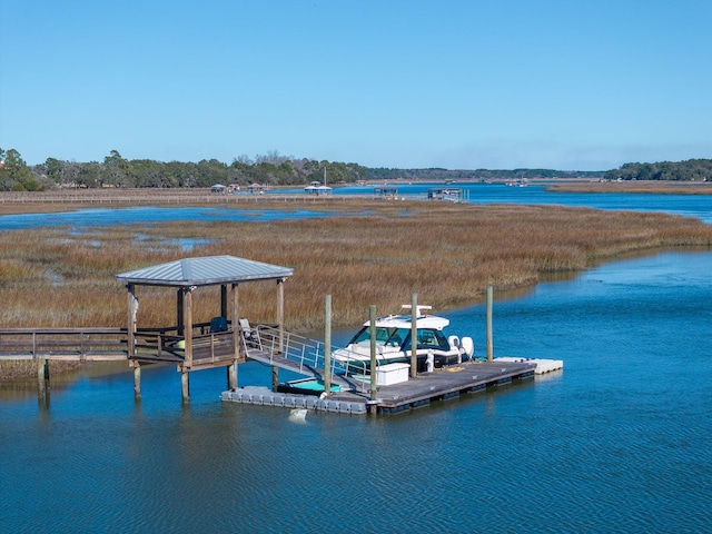 dock area featuring a water view