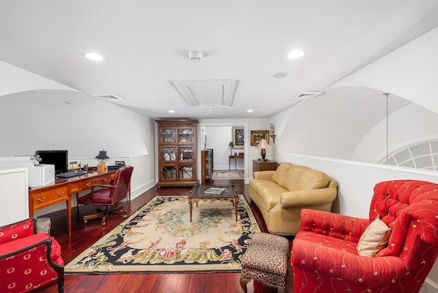 interior space featuring dark hardwood / wood-style flooring