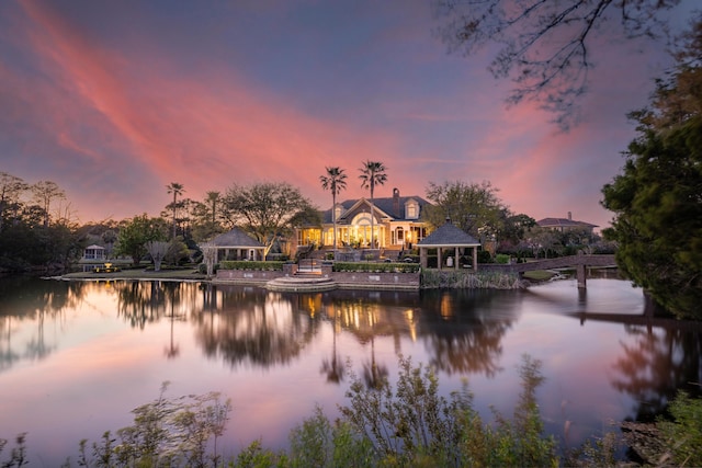 water view with a gazebo