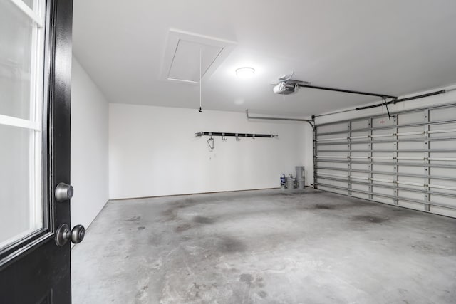 garage with a garage door opener