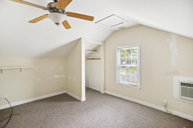 bonus room with carpet, ceiling fan, and vaulted ceiling