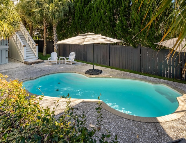 view of pool featuring a patio