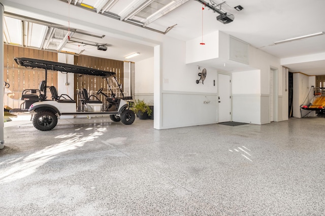 garage with a garage door opener