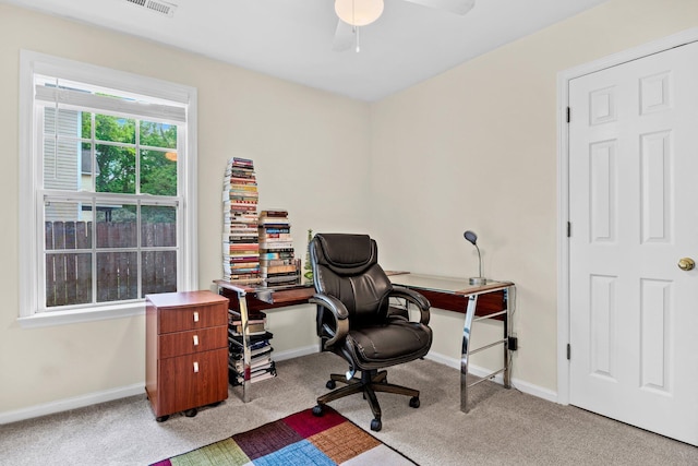 2919 Fernwood Dr, North Charleston, SC 29406 - office space with ceiling fan, baseboards, and carpet