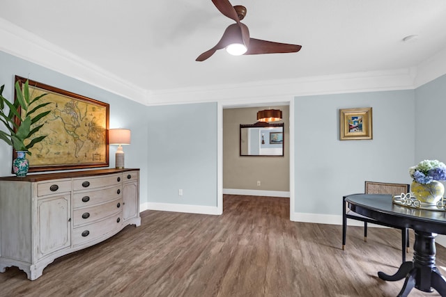 1468 N Relyea Ave, Charleston, SC 29412 - sitting room featuring wood finished floors, a ceiling fan, and crown molding