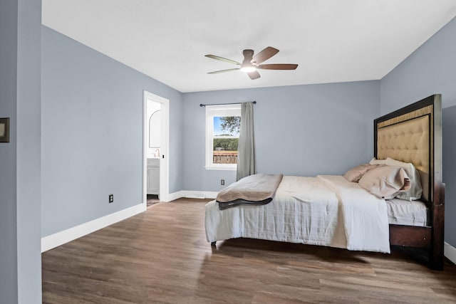 1468 N Relyea Ave, Charleston, SC 29412 - bedroom featuring wood finished floors, connected bathroom, and ceiling fan