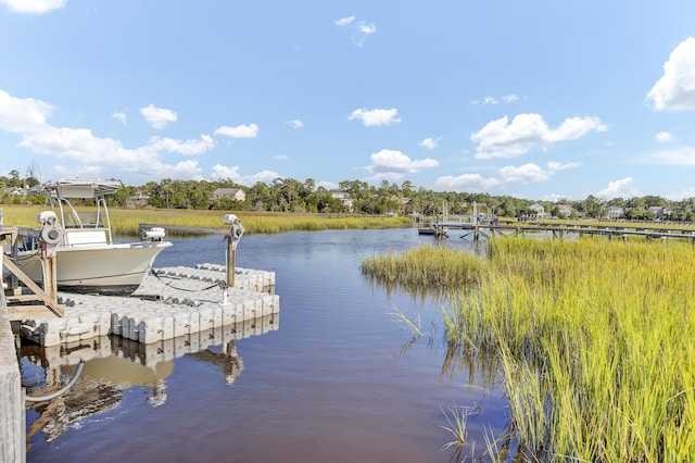 view of dock featuring a water view