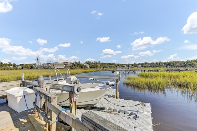 view of dock featuring a water view