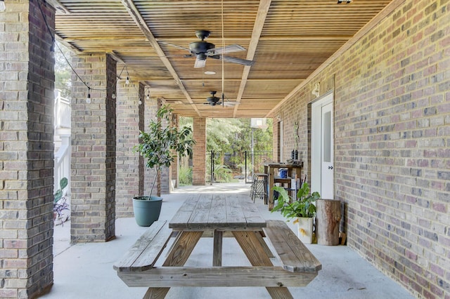 view of patio / terrace with ceiling fan