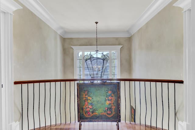 room details with a chandelier and ornamental molding