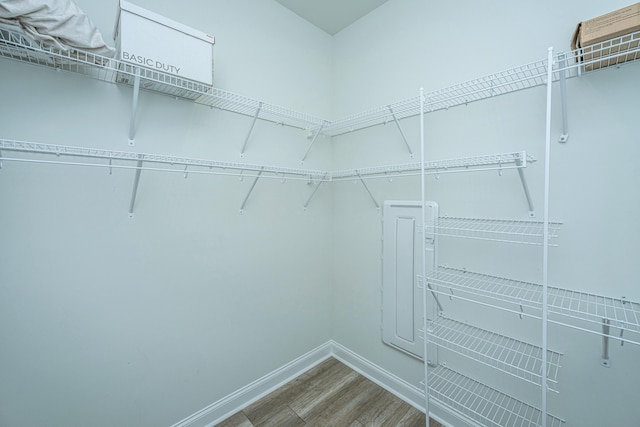 walk in closet featuring hardwood / wood-style flooring