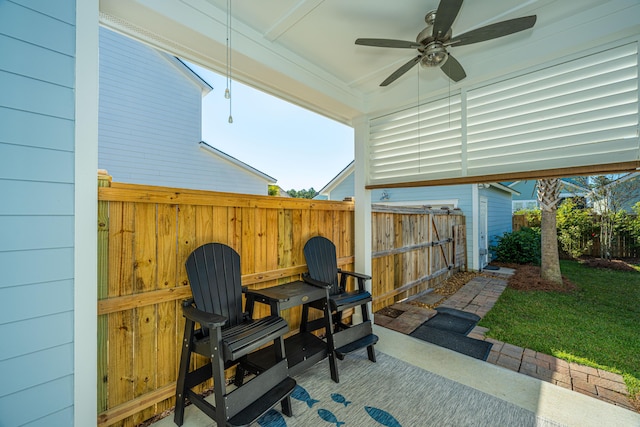 view of patio / terrace with ceiling fan