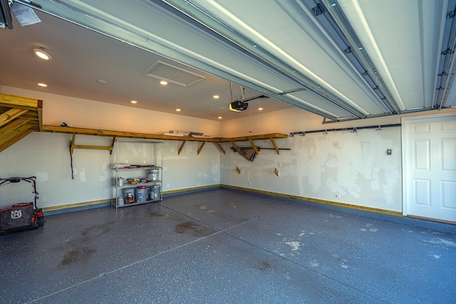 garage with a garage door opener