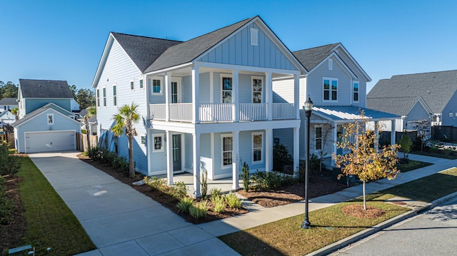 view of front of property with a balcony and a porch