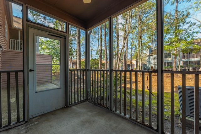 view of unfurnished sunroom