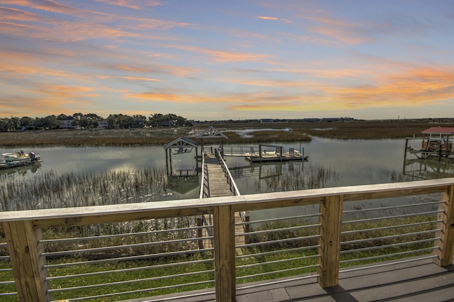 dock area featuring a water view