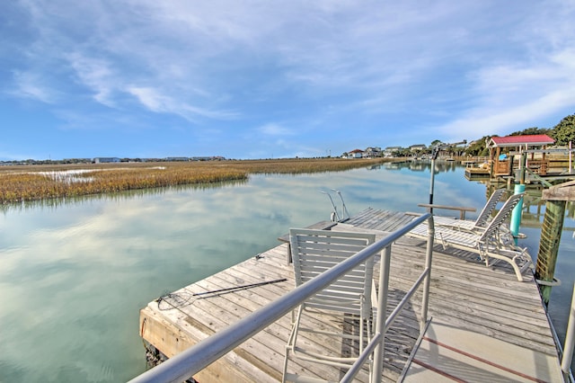 dock area featuring a water view