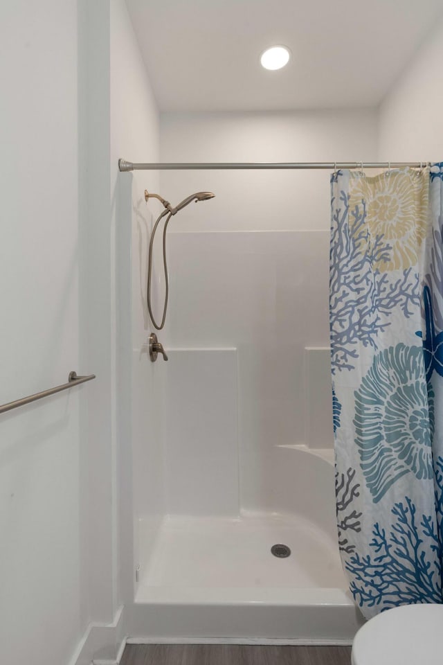 31 W 9th St, Folly Beach, SC 29439 - full bathroom featuring a shower with curtain and recessed lighting