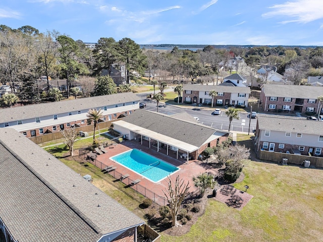 drone / aerial view with a residential view