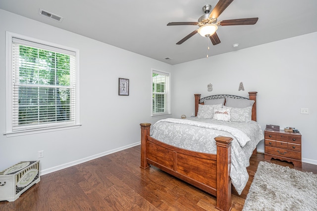 5442 Clearview Dr, North Charleston, SC 29420 - bedroom with wood finished floors, baseboards, and ceiling fan
