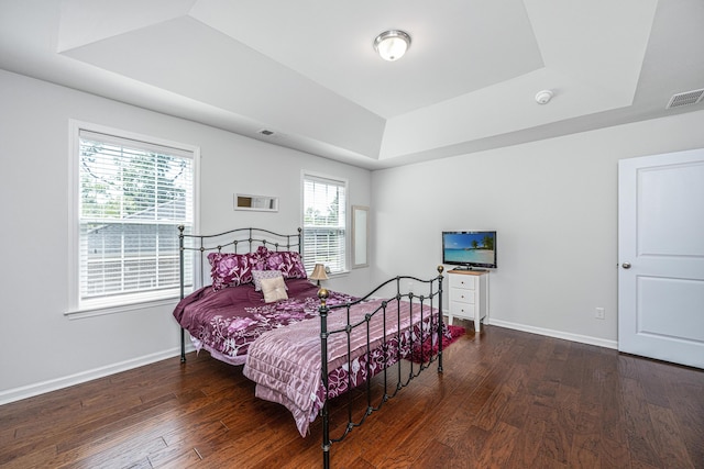5442 Clearview Dr, North Charleston, SC 29420 - bedroom featuring a tray ceiling, wood finished floors, and baseboards