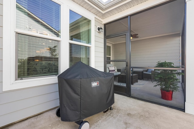 view of patio with area for grilling