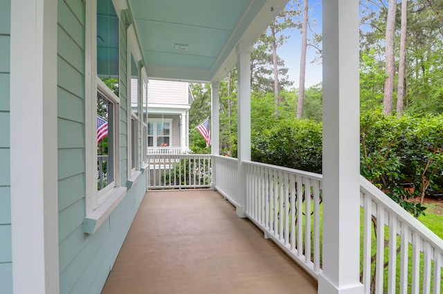 balcony featuring a porch