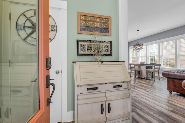detailed view of wood finished floors and baseboards