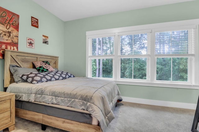 bedroom featuring carpet, multiple windows, and baseboards