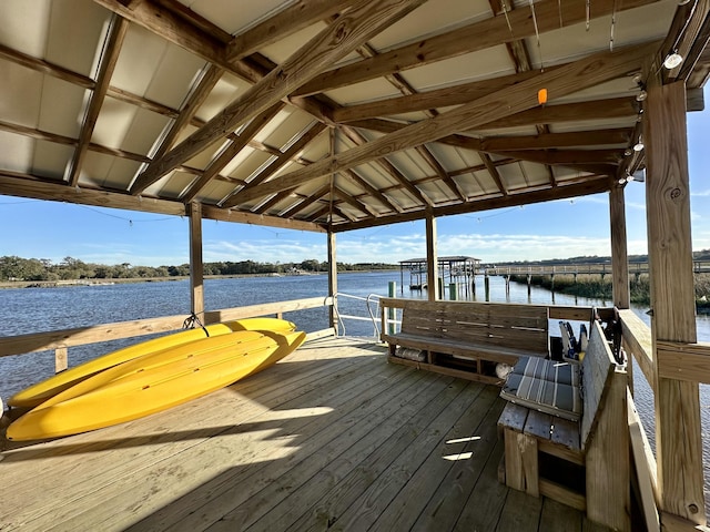 view of dock featuring a water view