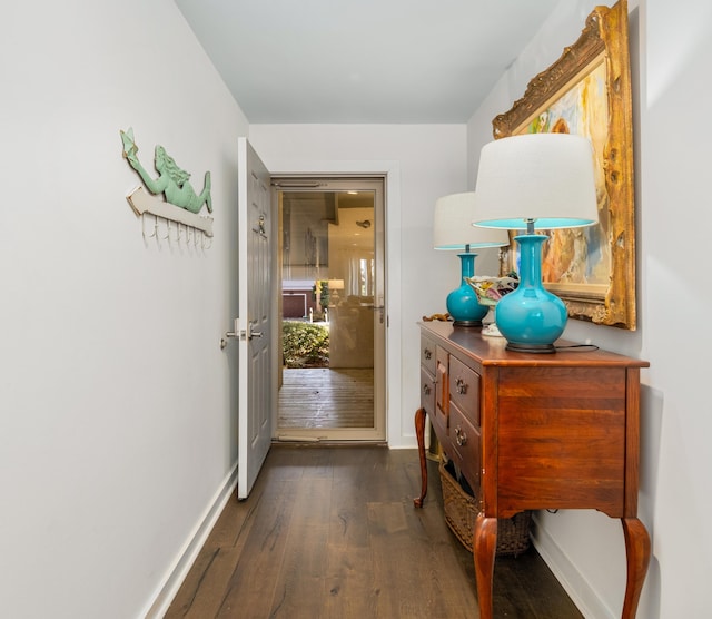 corridor featuring dark hardwood / wood-style floors