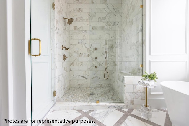 3215 Pine Needle Ln, Seabrook Island, SC 29455 - full bathroom featuring a shower stall and a freestanding bath