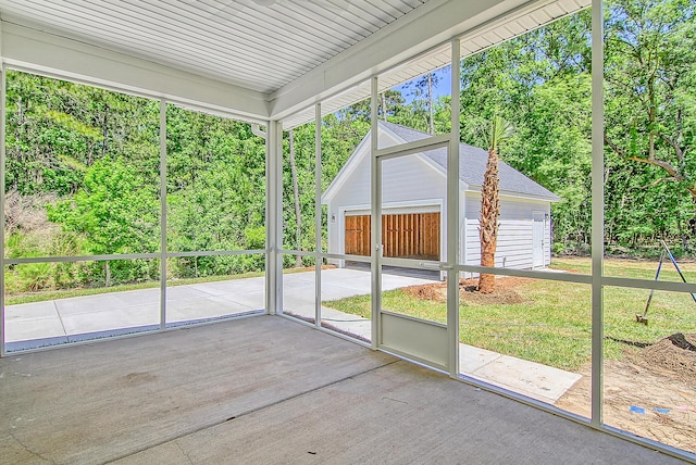 view of unfurnished sunroom