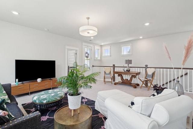 living room featuring carpet floors