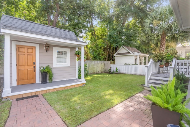 view of yard featuring a deck