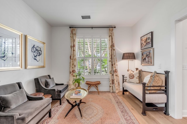 living area featuring light hardwood / wood-style flooring