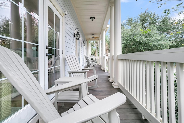 wooden deck featuring a porch