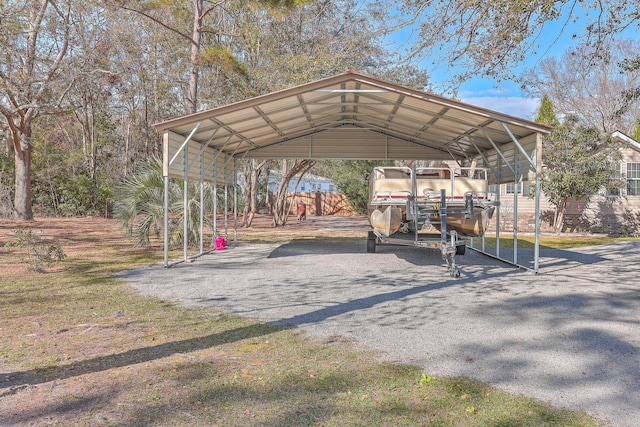 exterior space featuring a carport